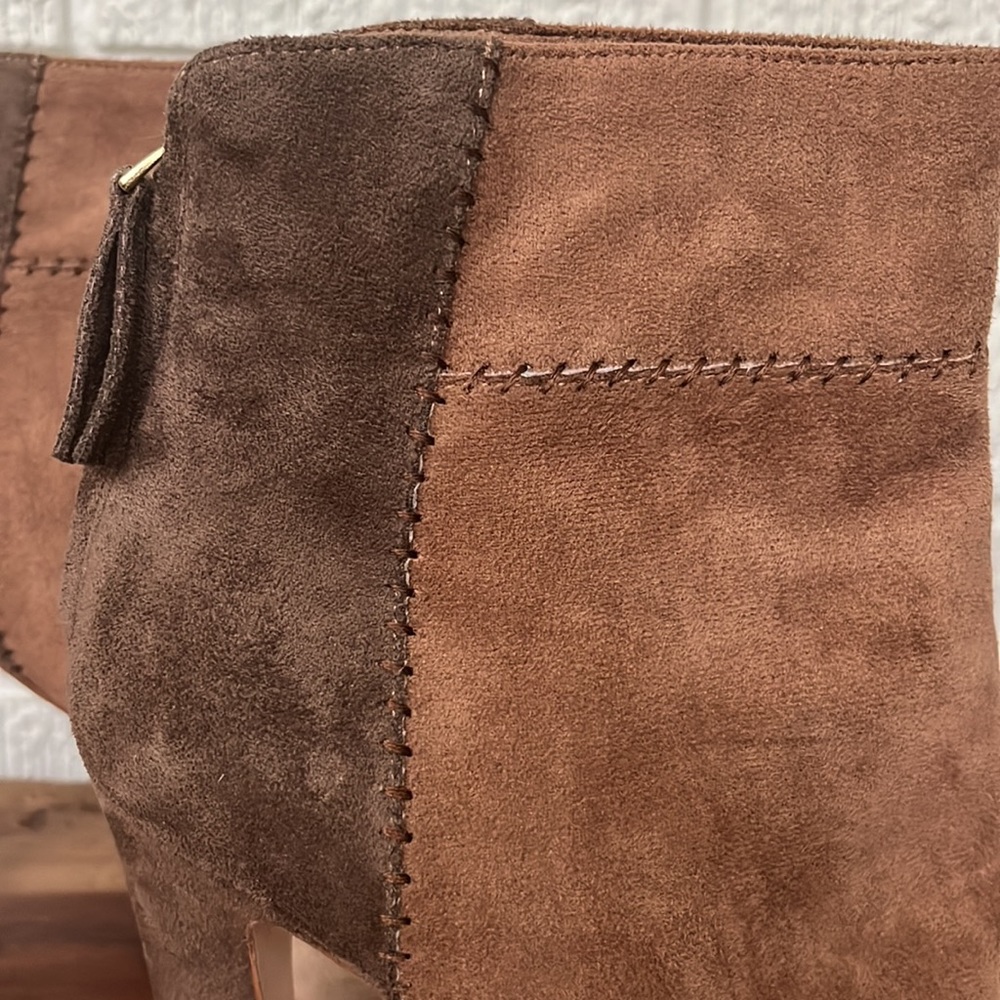 JOIE Brown Suede Colorblock / Patchwork Boots - Picture 9 of 9